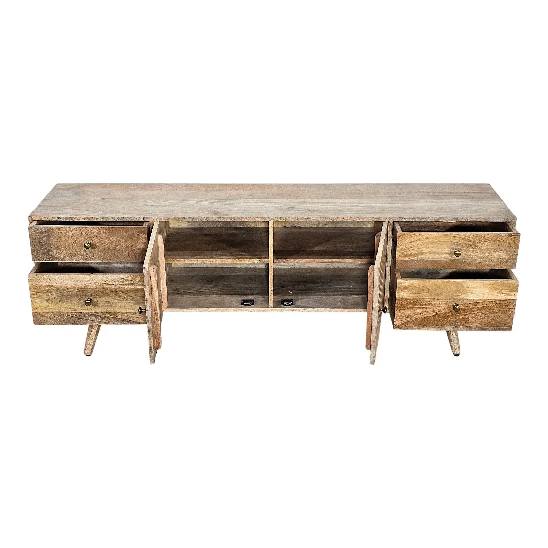 Slat-Front Solid Wood Media Console