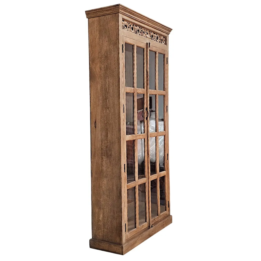 Stratton Hand-Carved Glass Door Armoire