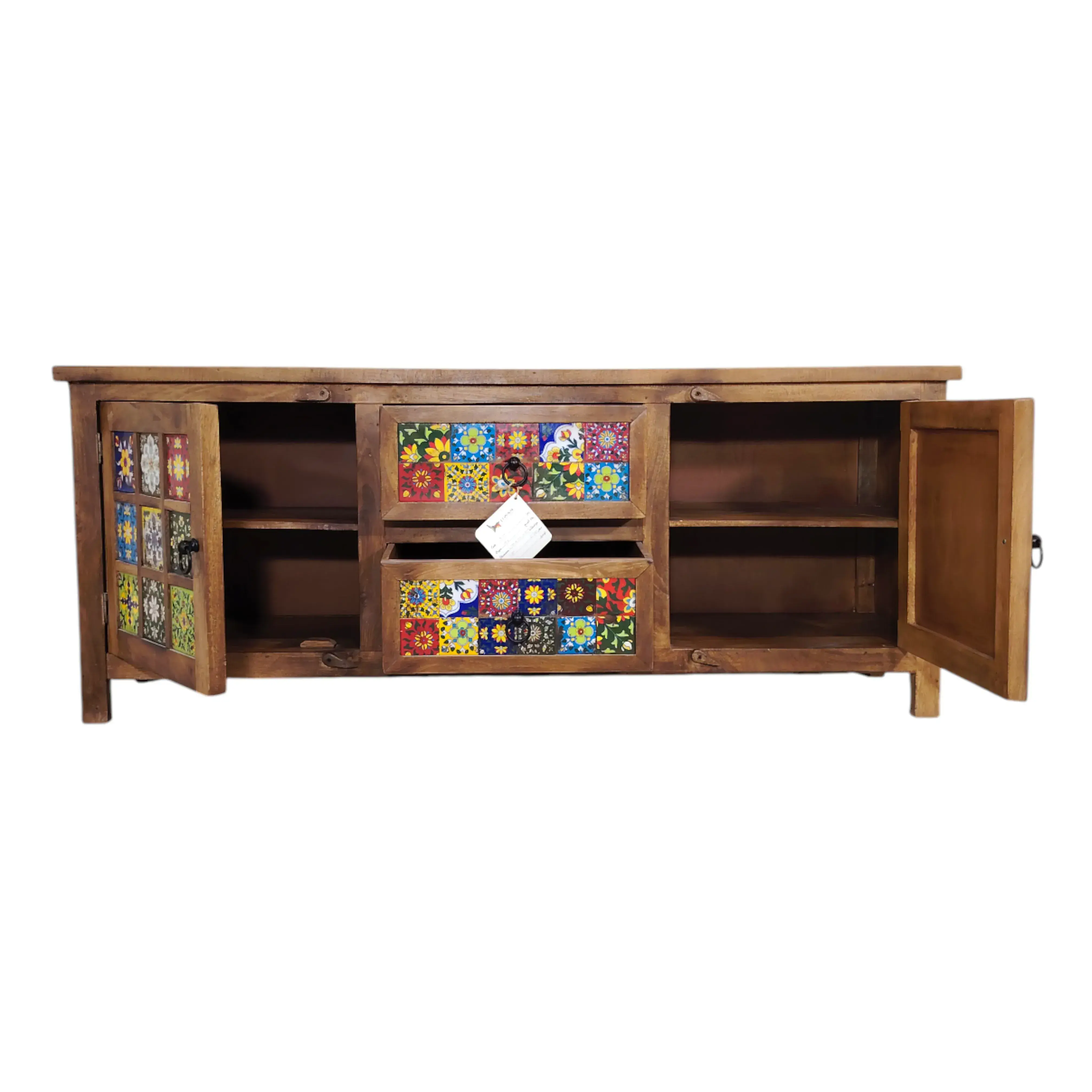 Tiled Door TV board – Solid Wood/Multicolor