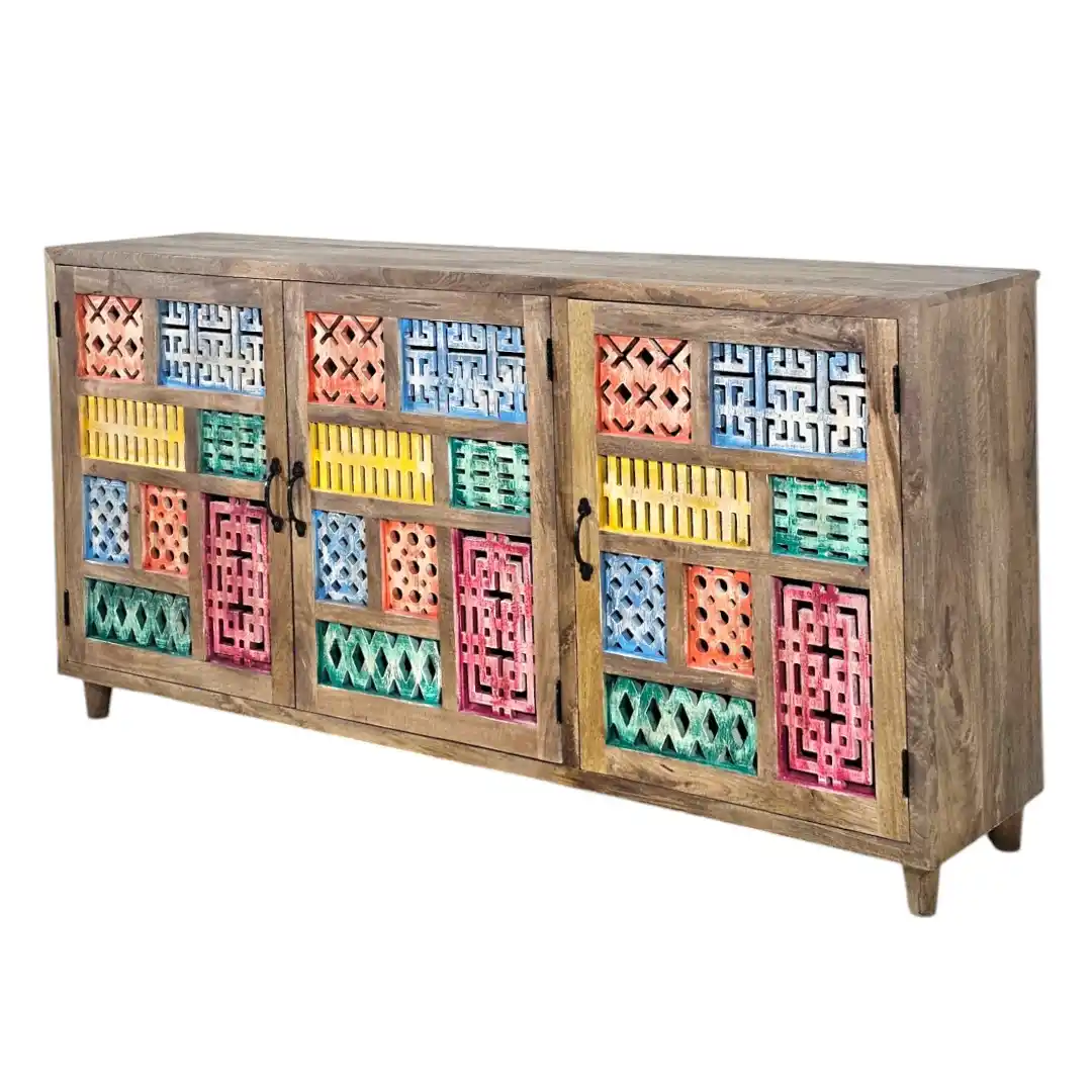 The Zarina Polychrome Jali Sideboard