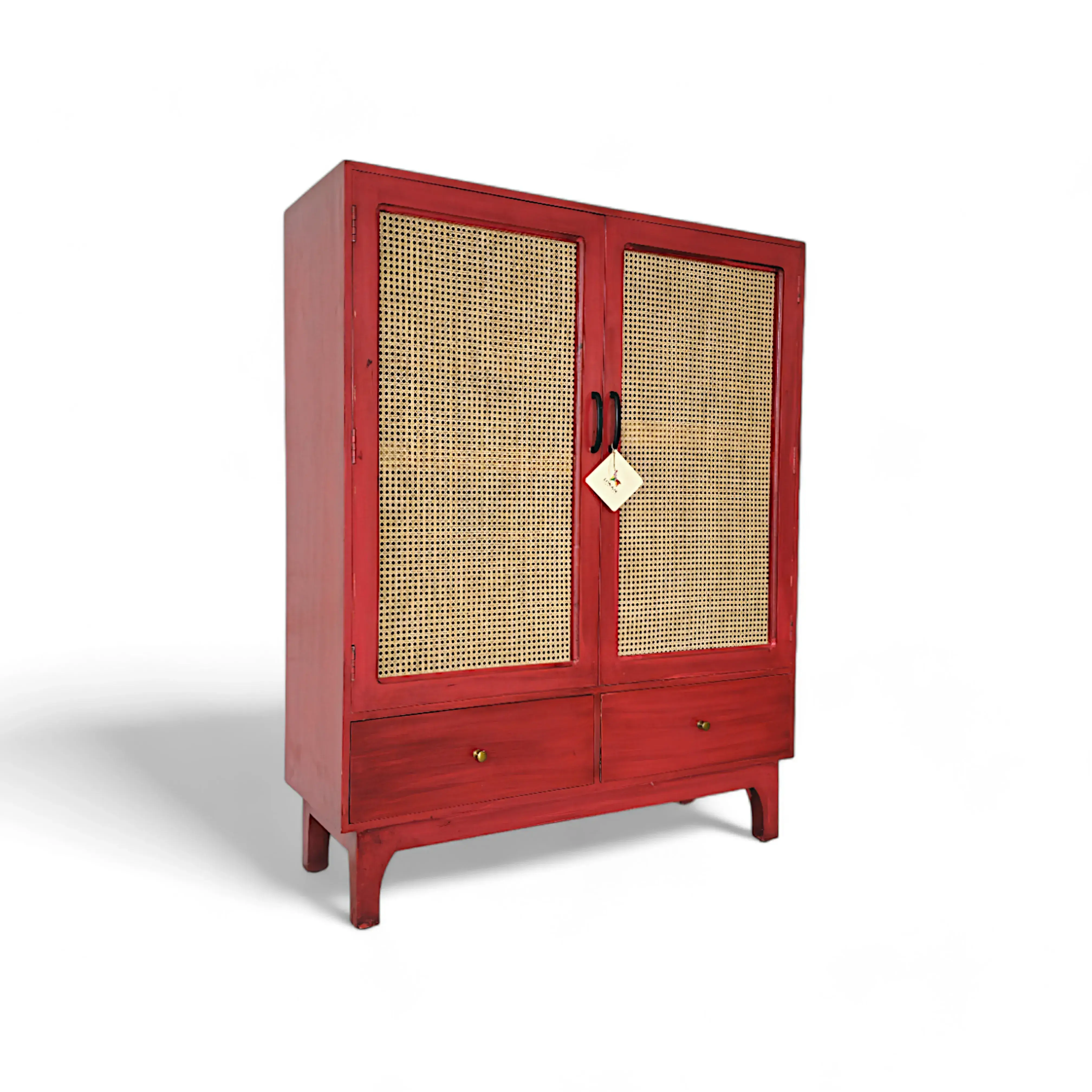 Rattan Weave Accent Cabinet