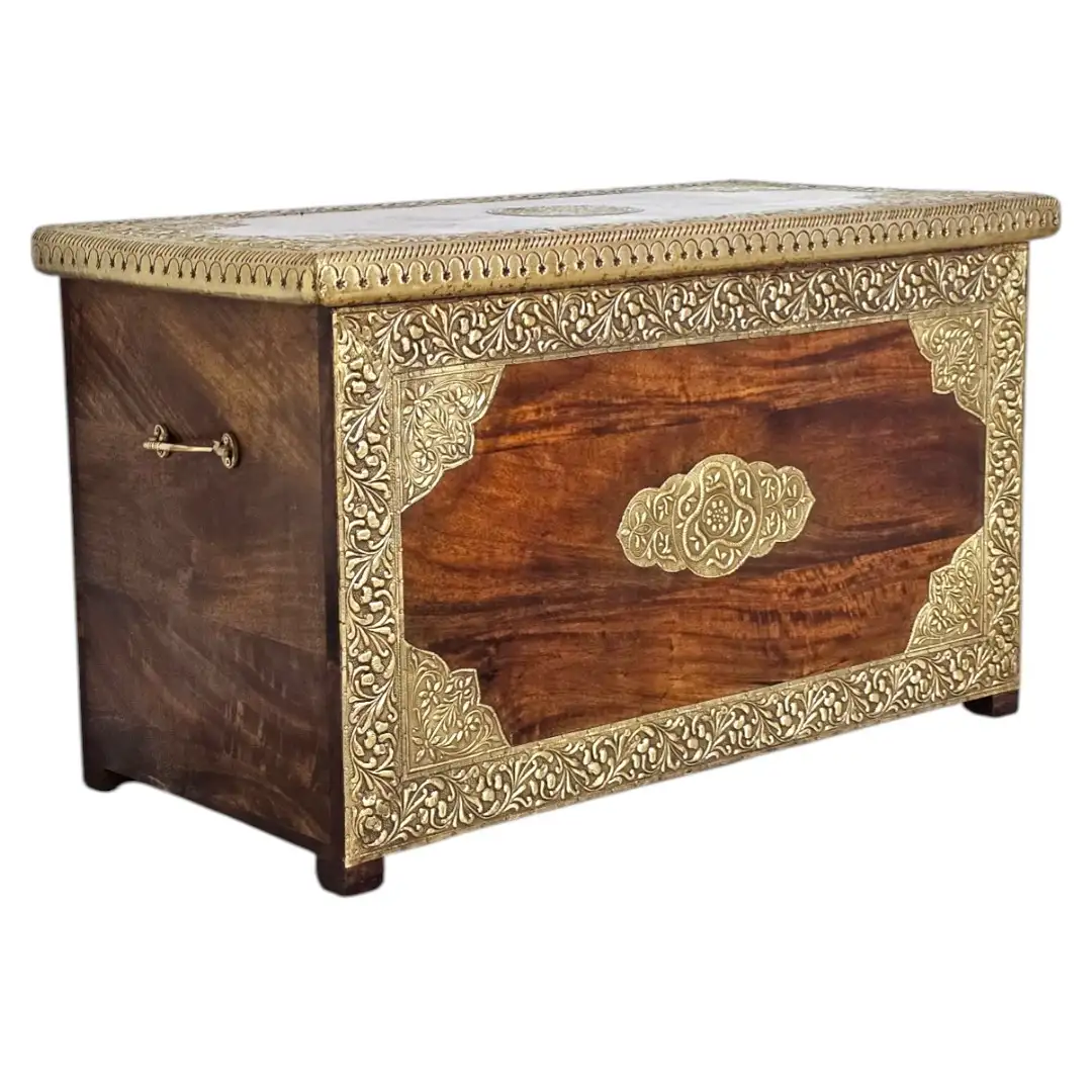 Marwari Rosewood & Brass-Clad Trunk