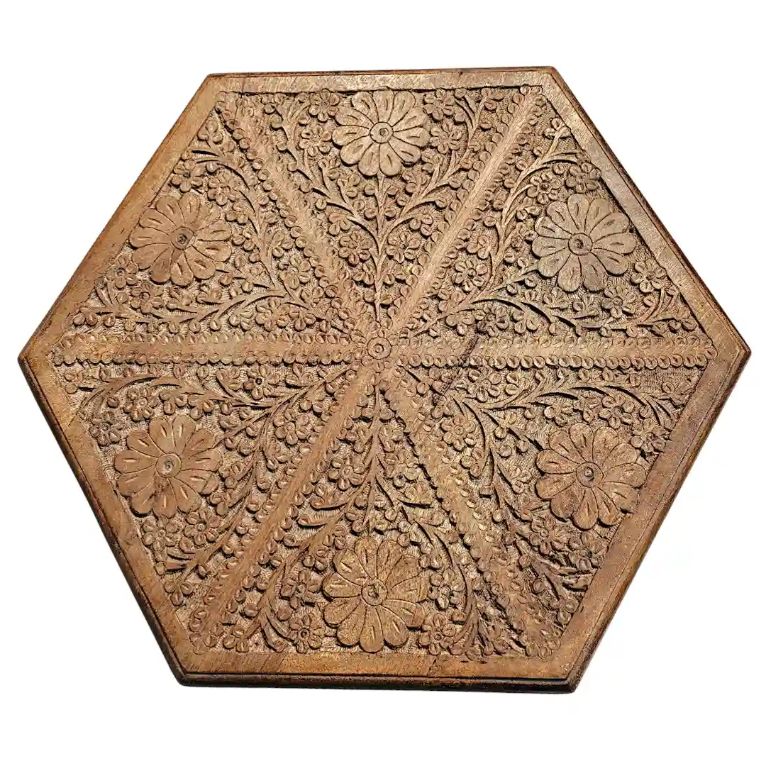 Soltan Al-Mansur Carved Mango Wood Pedestal