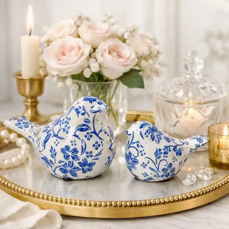 Aiden Botanical Ceramic Bird Set of 2