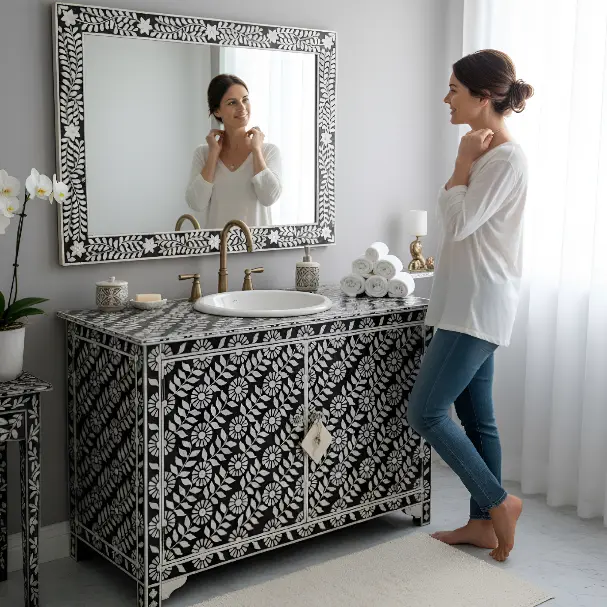 The 'Andalusian Night' Mother of Pearl Inlay Vanity Console (ليلة أندلسية)