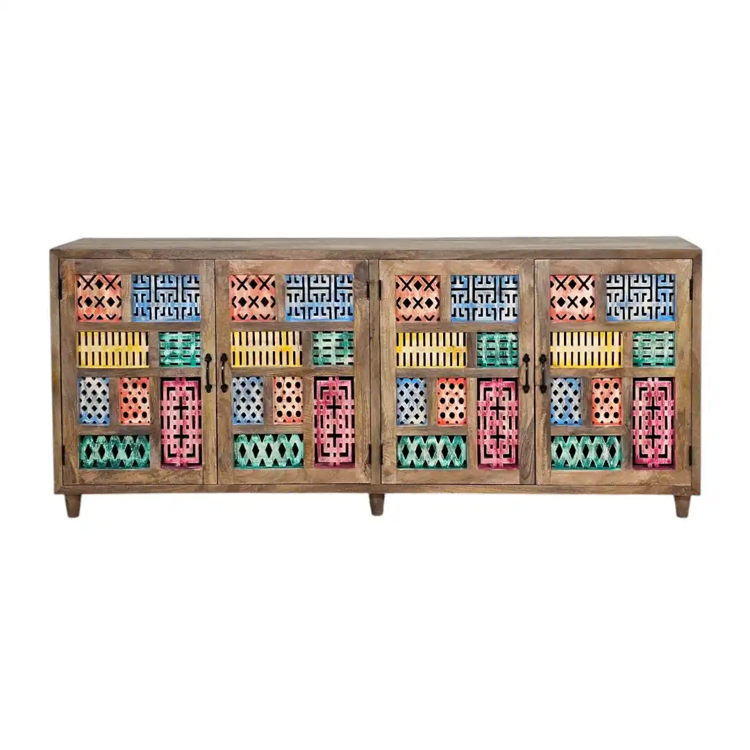 The Zarina Polychrome Jali Sideboard
