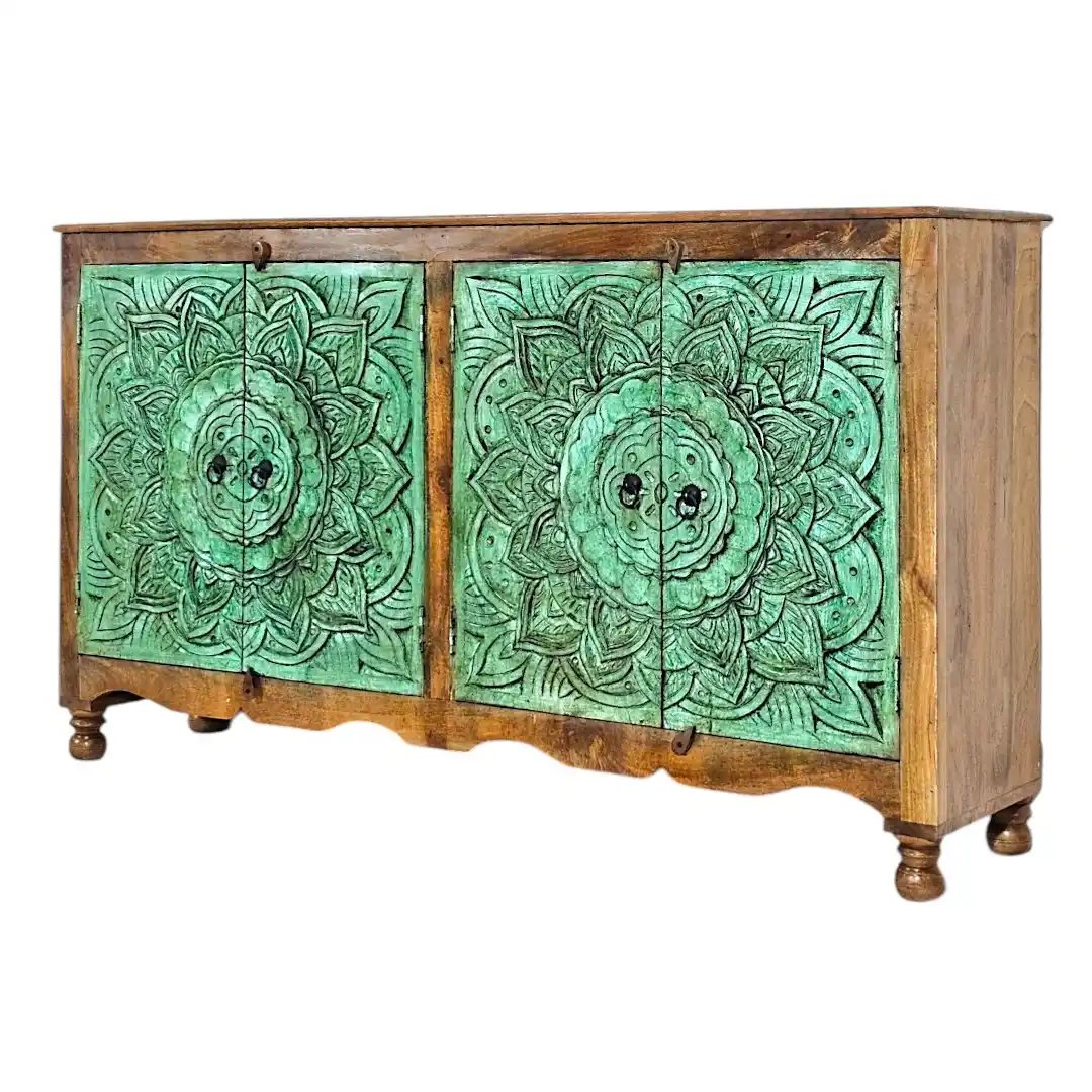 Verona Carved Teal Credenza