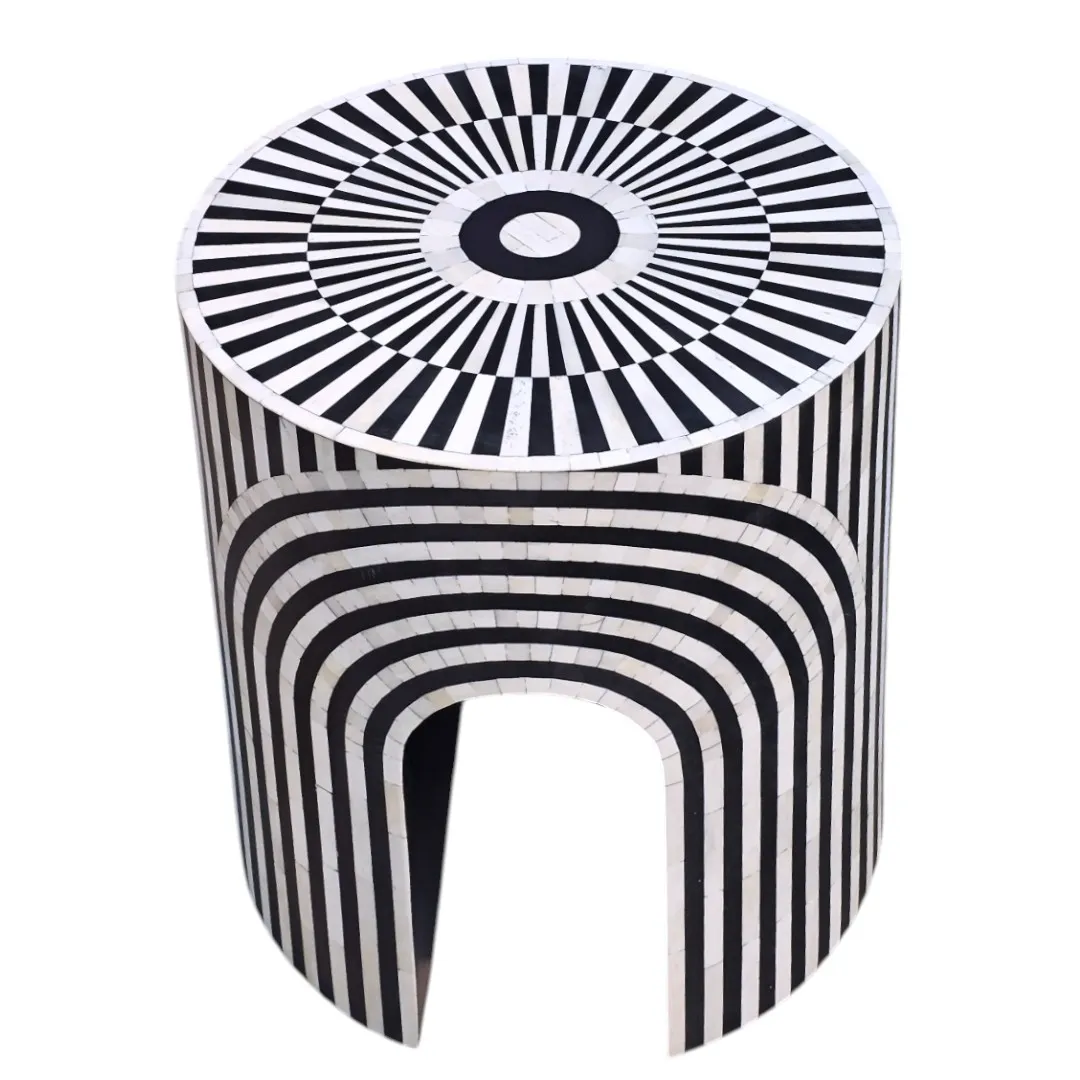 L'Étoile Noire Bone Inlay Drum Table