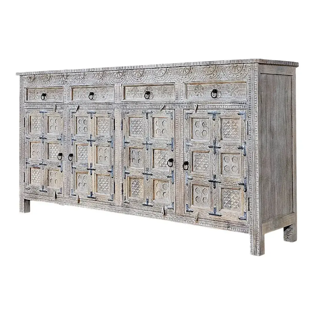 Hand-Carved Whitewash Buffet
