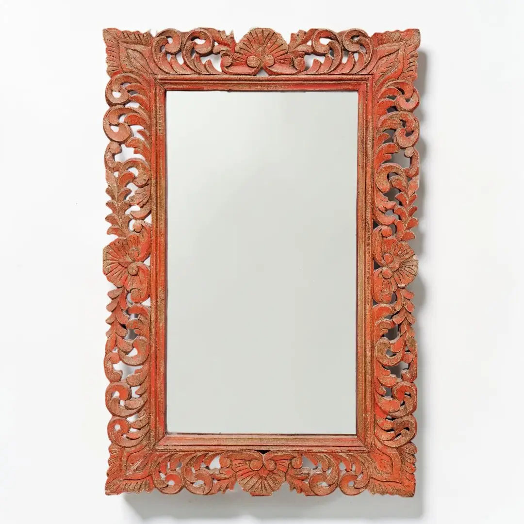 Fleur Scroll Hand-Carved Mirror