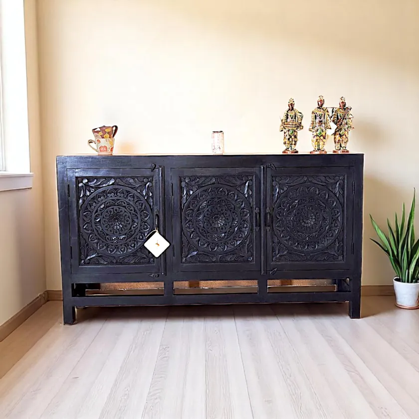 ZARA Hand-Carved Sideboard Black