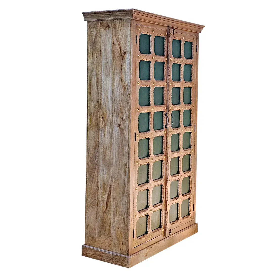 Al-Zahra Petal-Carved Mango Wood Armoire