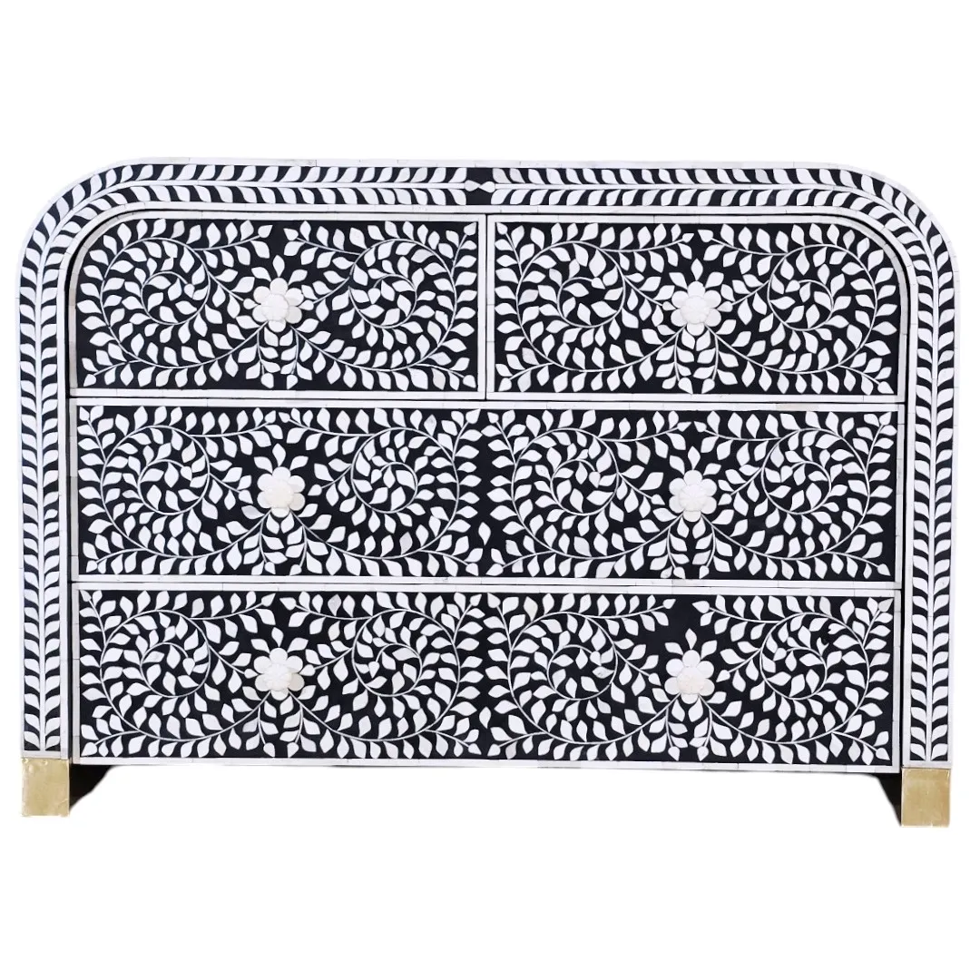 Al-Amira Floral Bone & Brass Inlay Chest