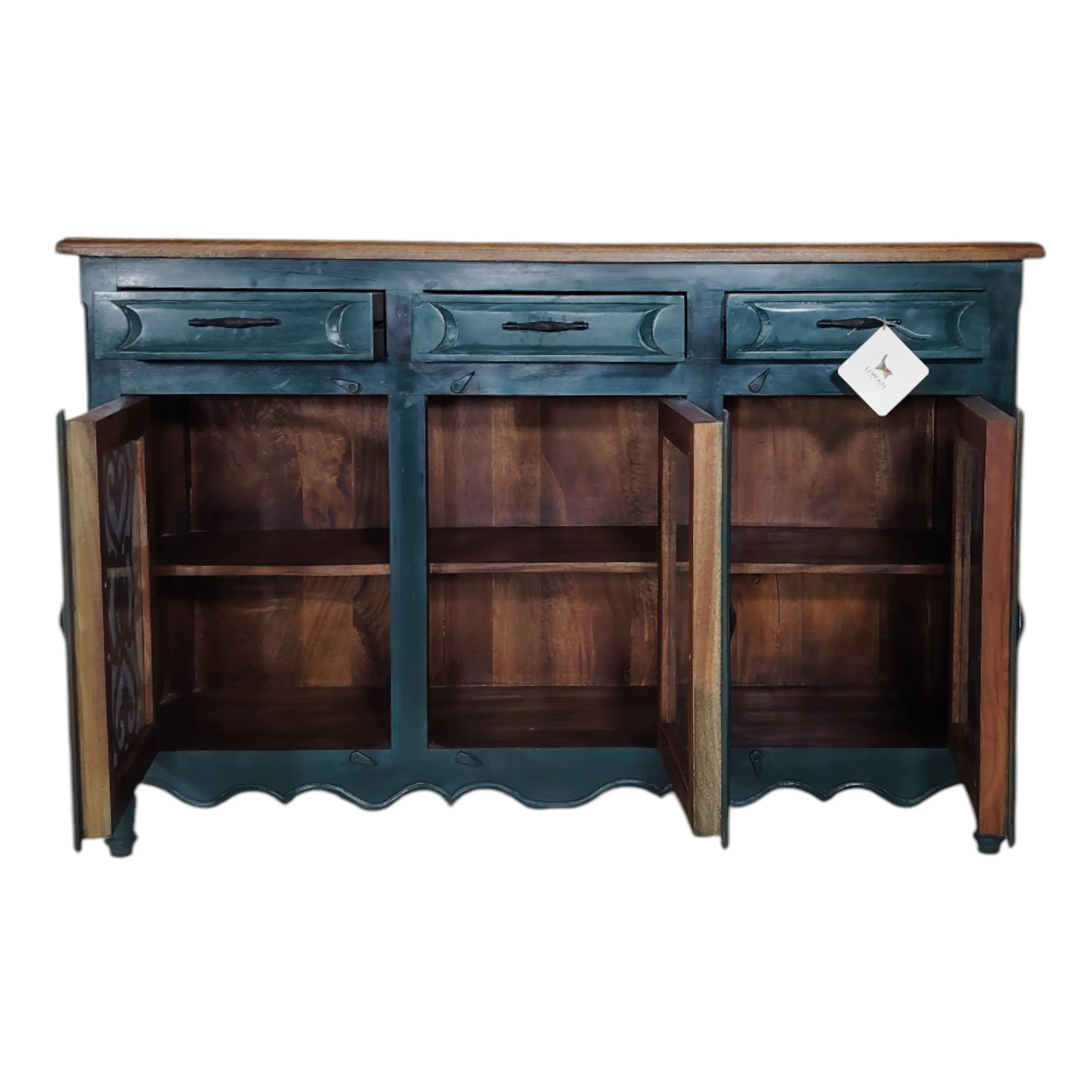 Deep Teal Lattice Sideboard