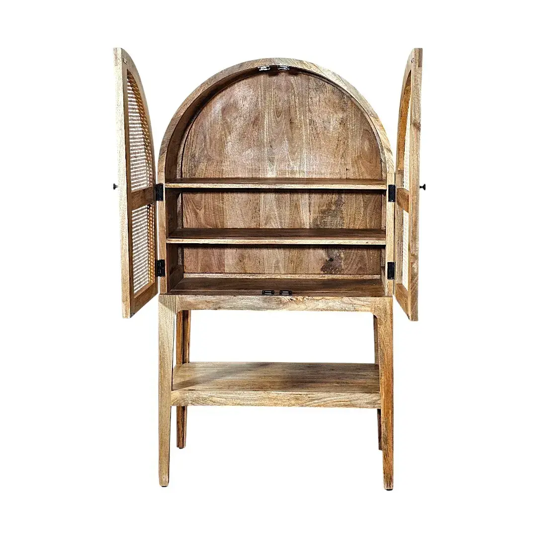 The Arches Natural Cane & Wood Display Cabinet