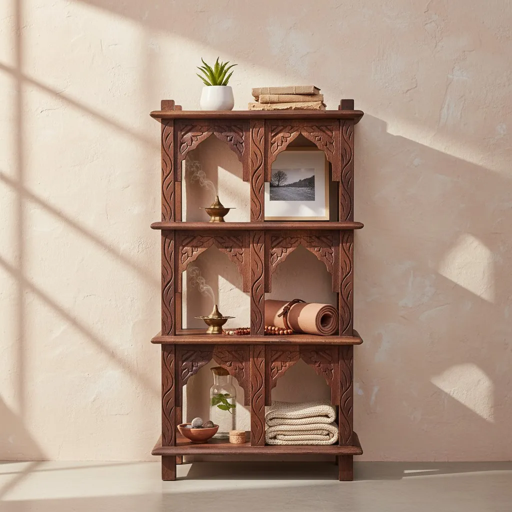 The Juniper Alcove - Hand-Carved Sanctuary Shelf (Le Sanctuaire de l'Alchôve)