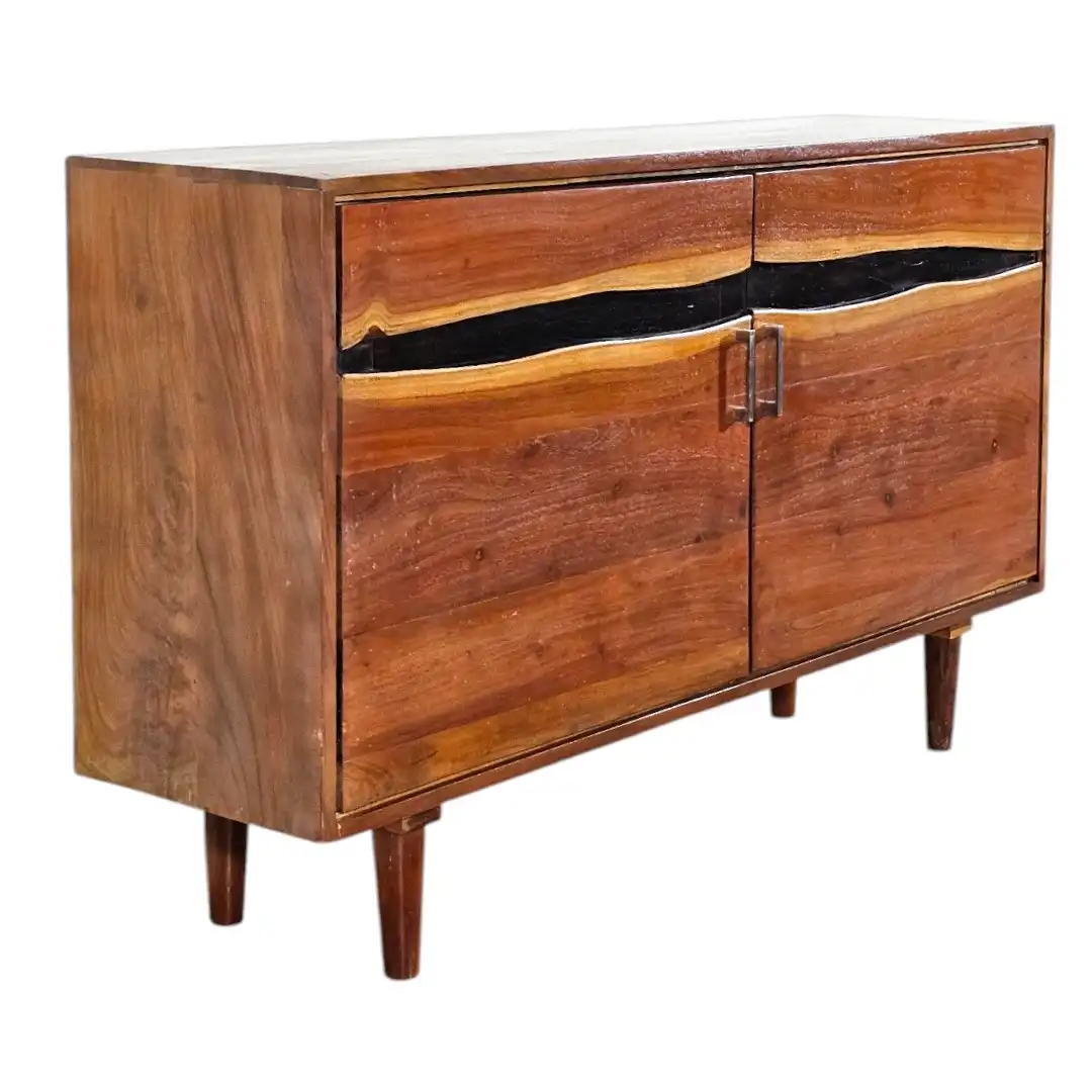 The Live Edge Acacia Media Sideboard / بوفيه ليف إيدج العصري من خشب الأكاسيا