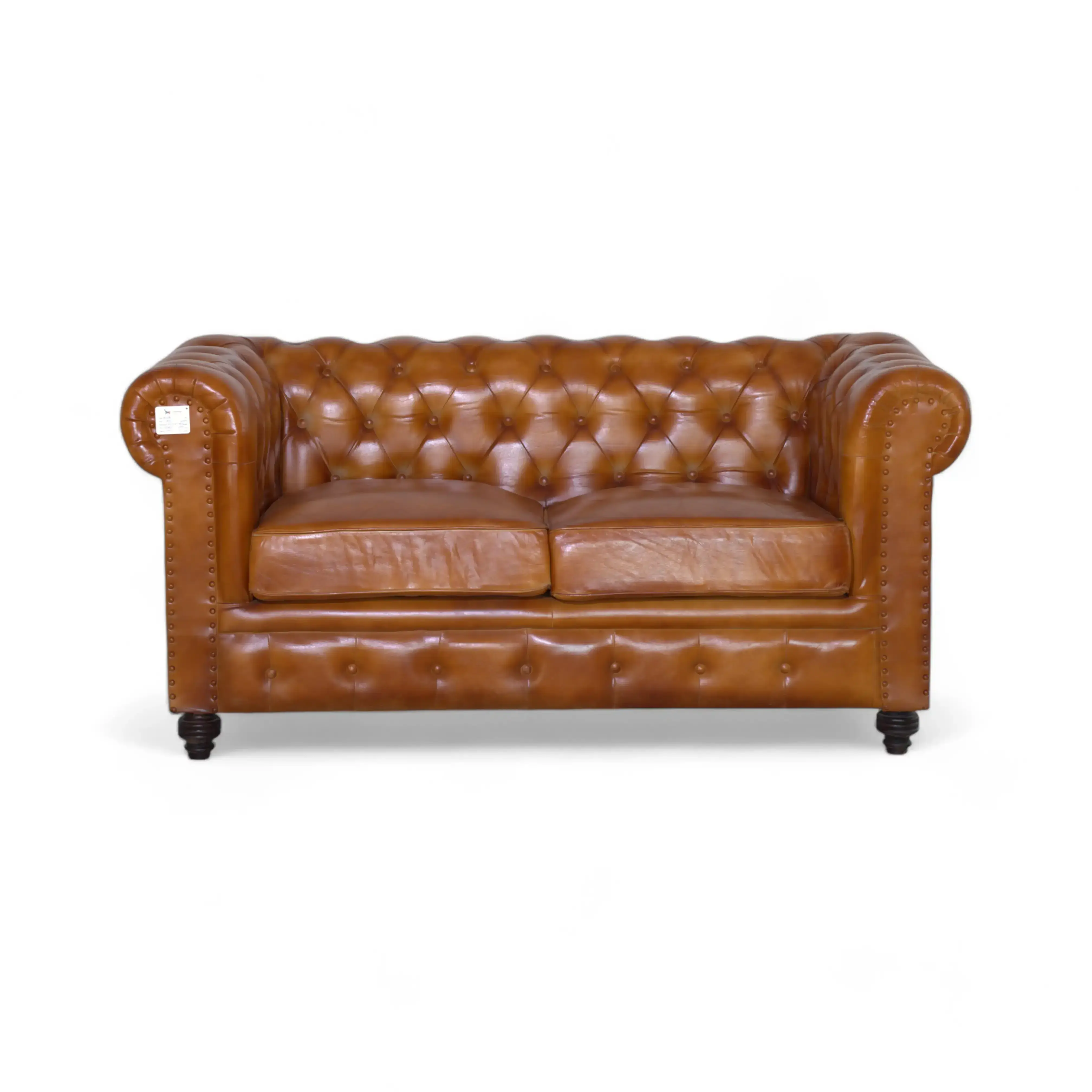 Classic Brown Leather Chesterfield Sofa