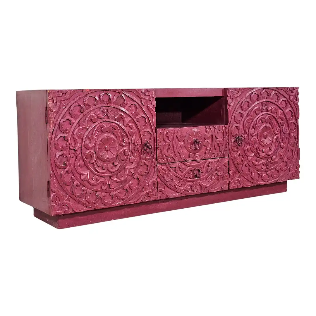 Stunning Hand-Carved Blue Media Console/TV Stand