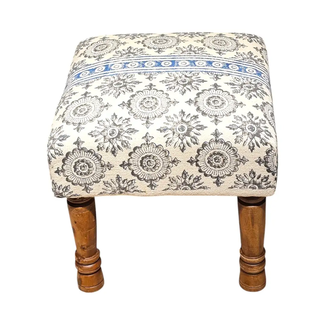 The Wanderlust Block-Print Footstool