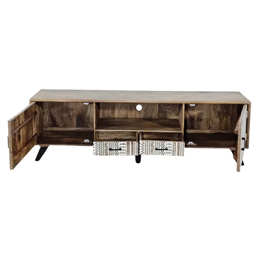 Northwestern India & West African Geo-Chiseled  Media Console