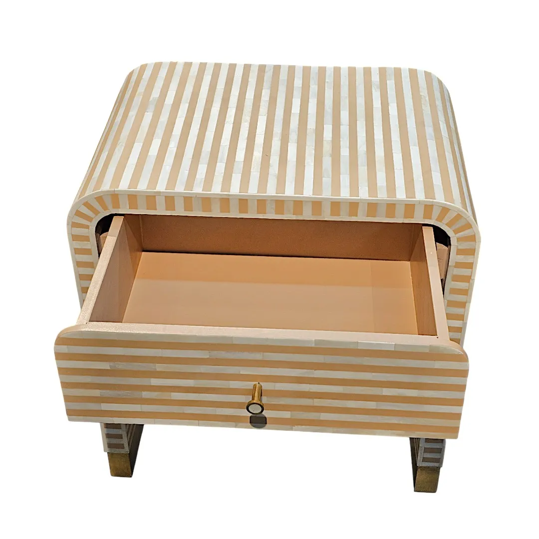 Striped Bedside Drawer | طاولة جانبية مخططة