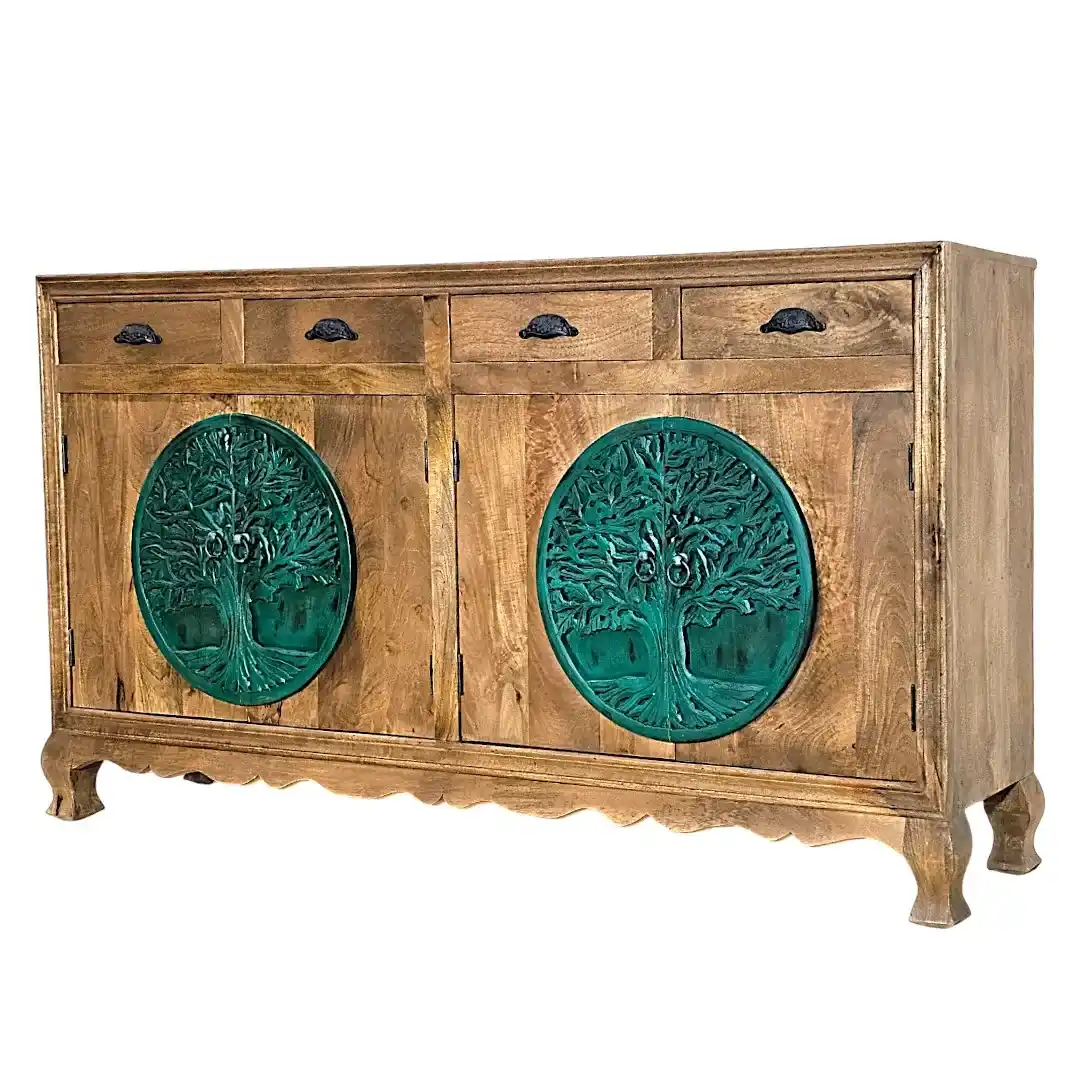 Banyan Grove Hand-Carved 4-Drawer Sideboard