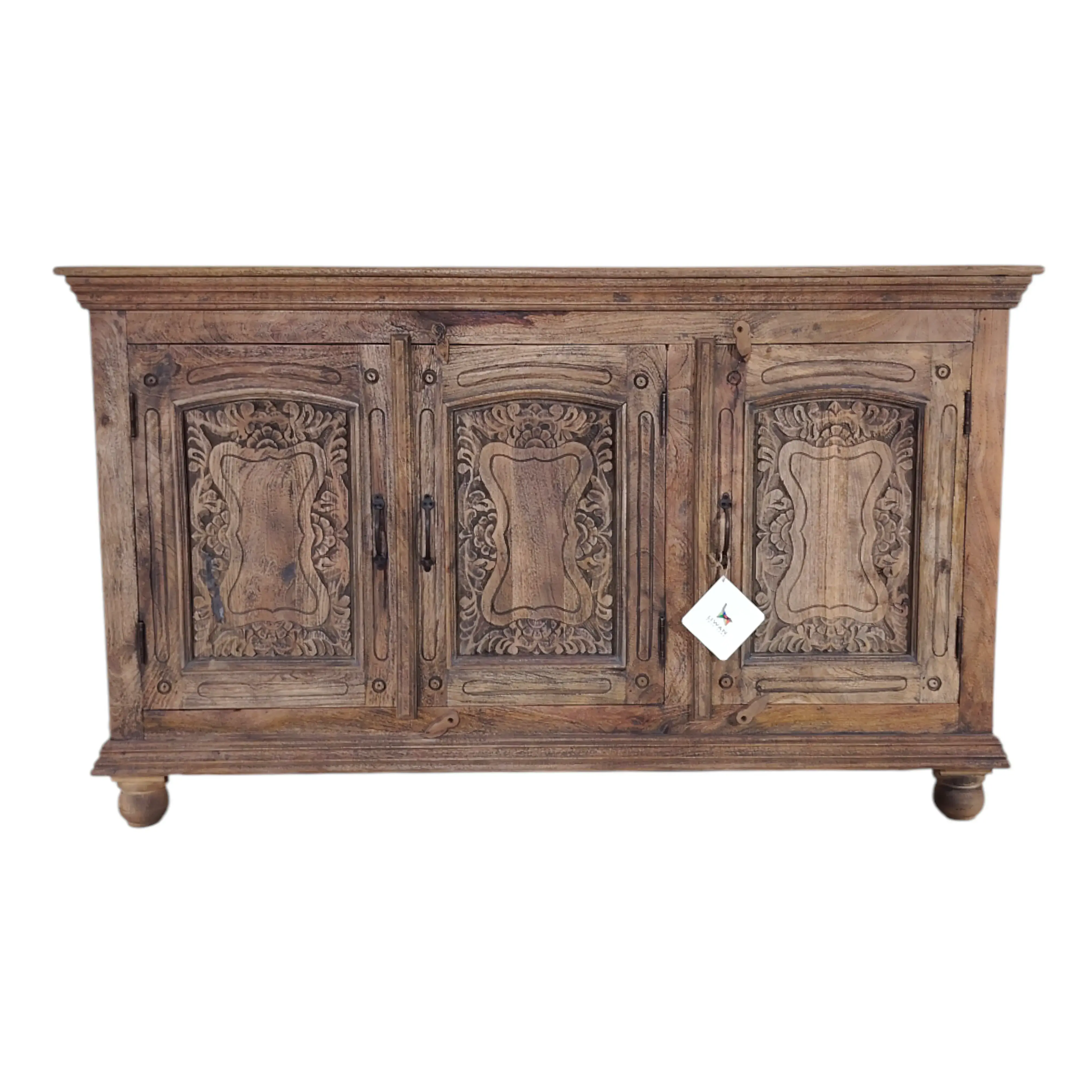 Artisanal Carved Wood Sideboard