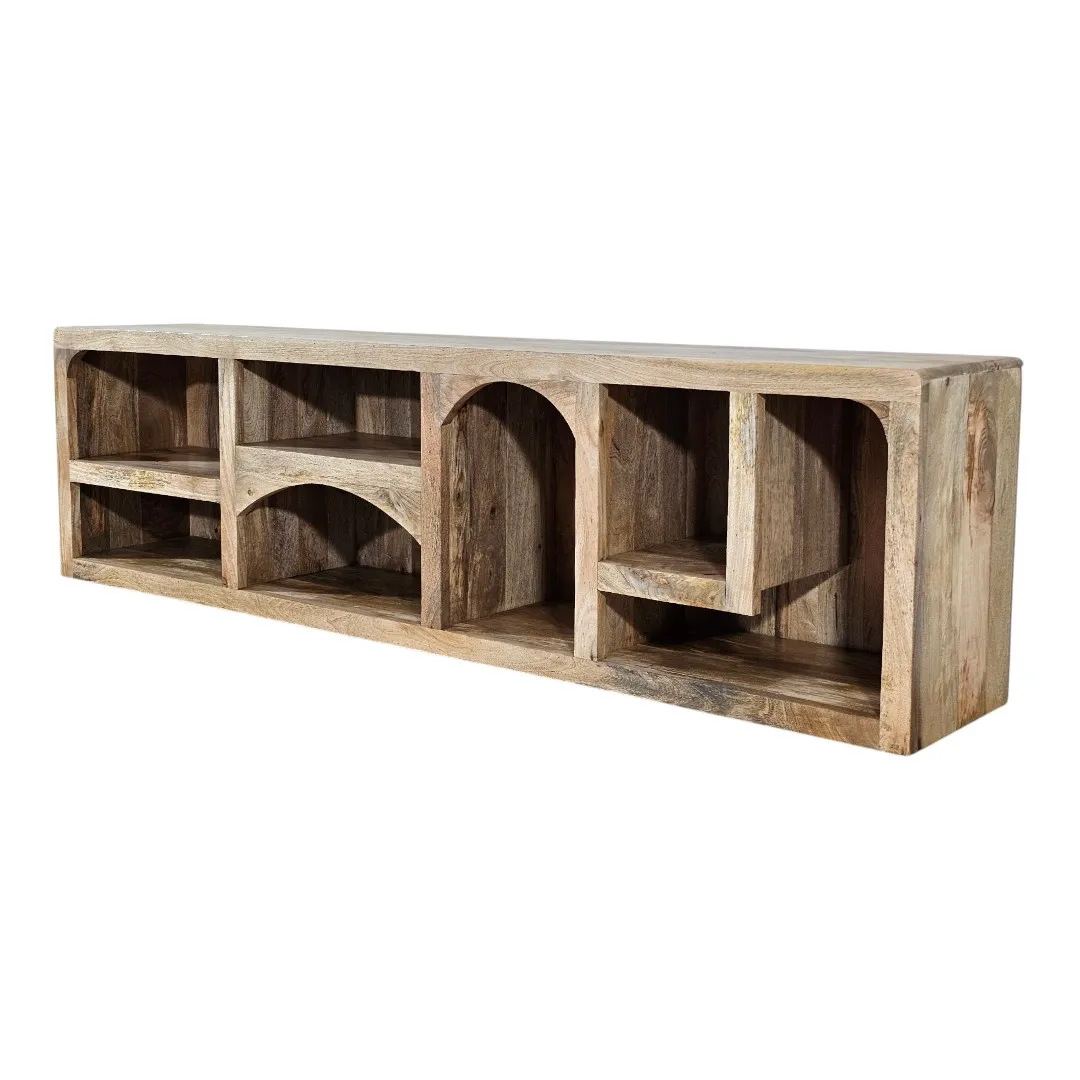 Brutalist Arc Solid Mango Wood Media Console