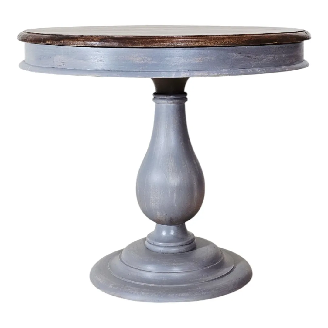 Maya Pedestal Foyer Table in Walnut & Grey