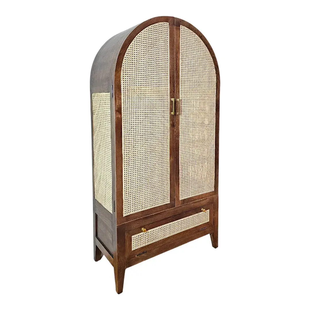 Archway Cane Door Storage Cabinet