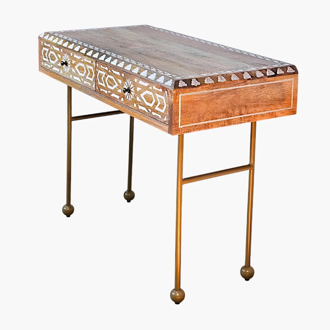 The Marrakesh Vanity - Geometric Carved Dressing Table