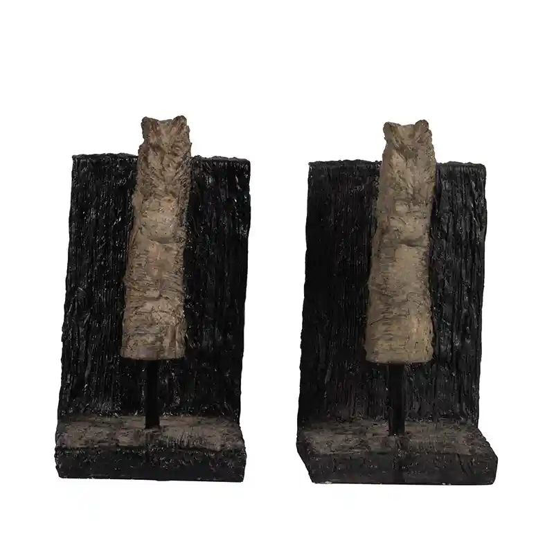 Charred Timber-Look Horse Bookends