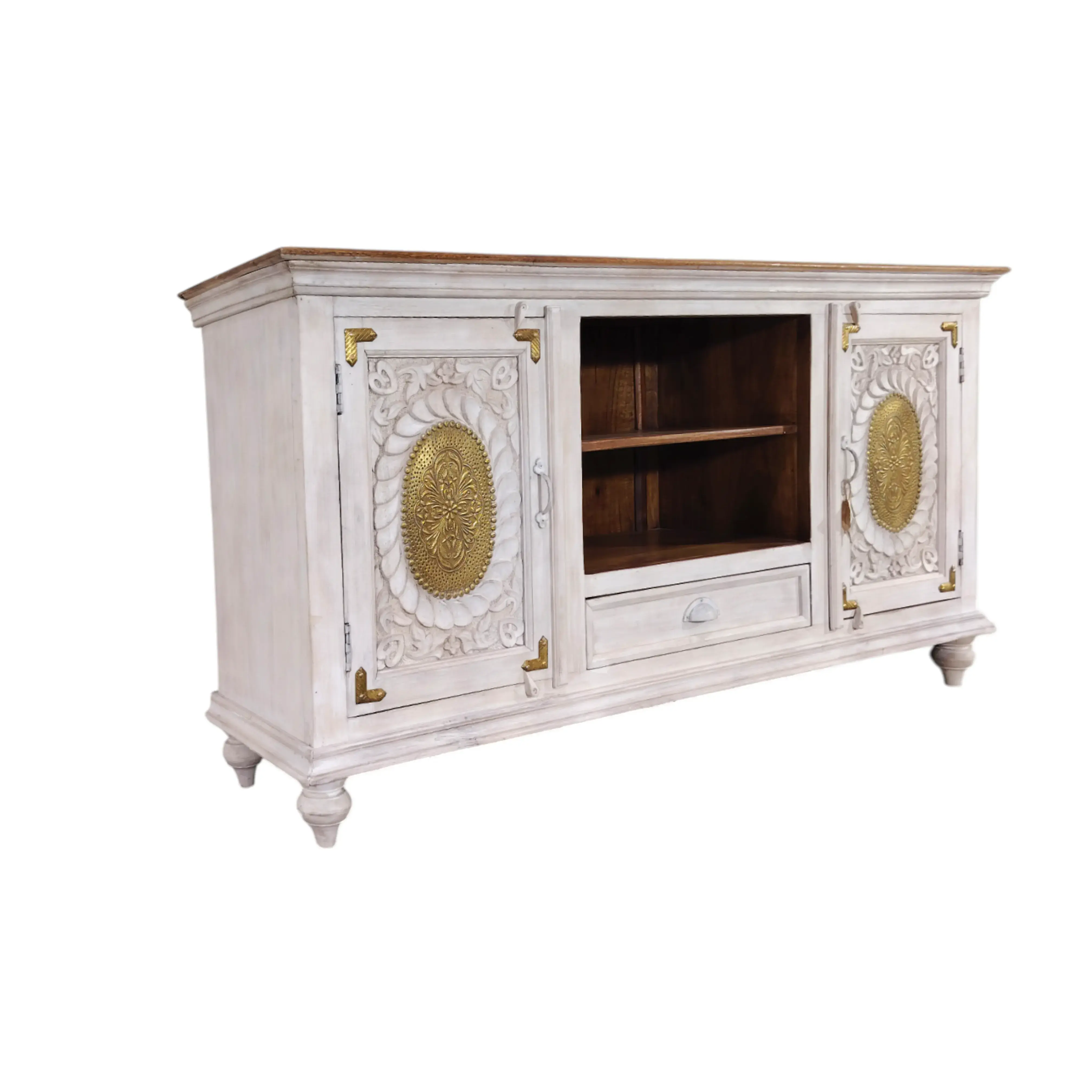 Artisan Carved Media Console Off-white