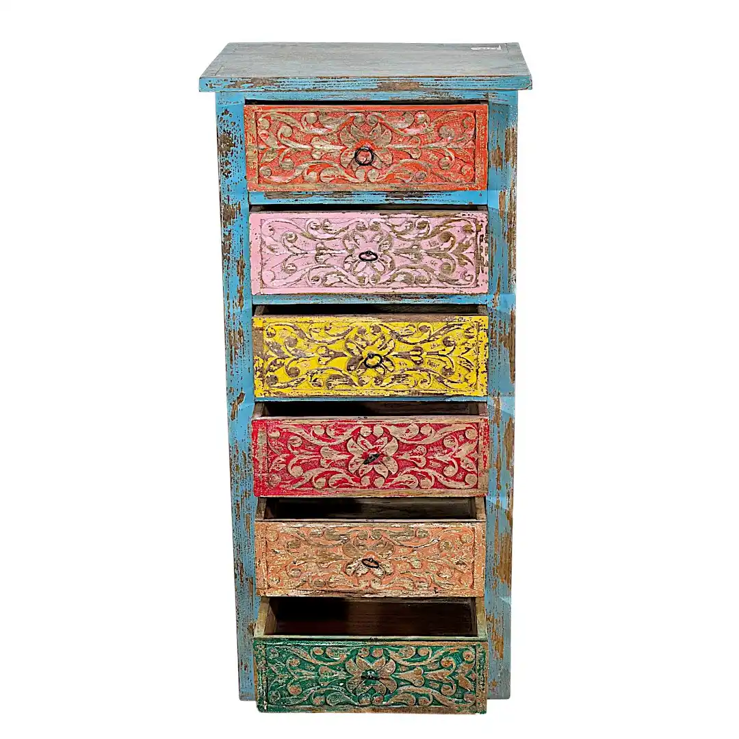 The Shekhawati Polychrome Highboy Chest