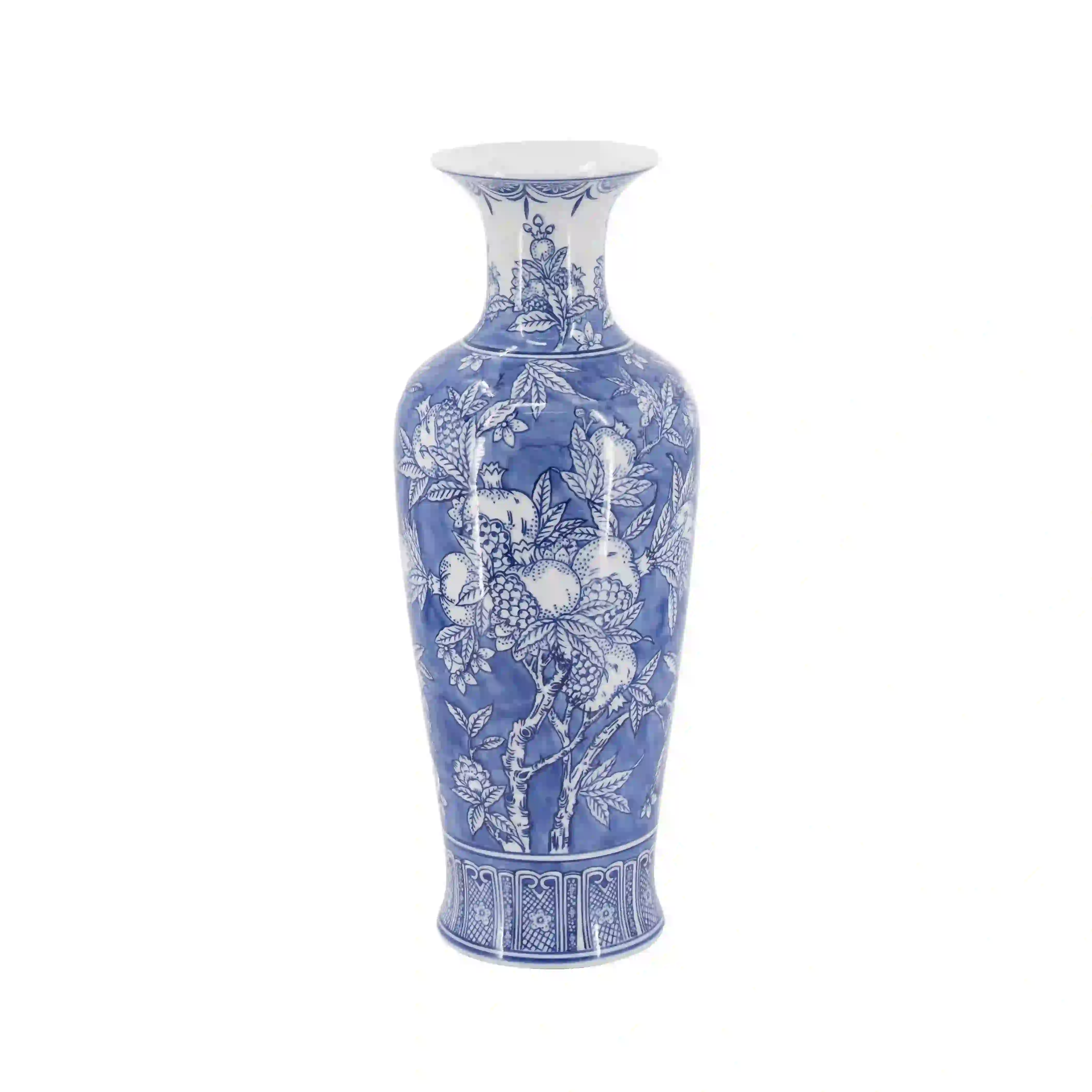 Botanical Blue Artisan Glazed Ceramic Urn
