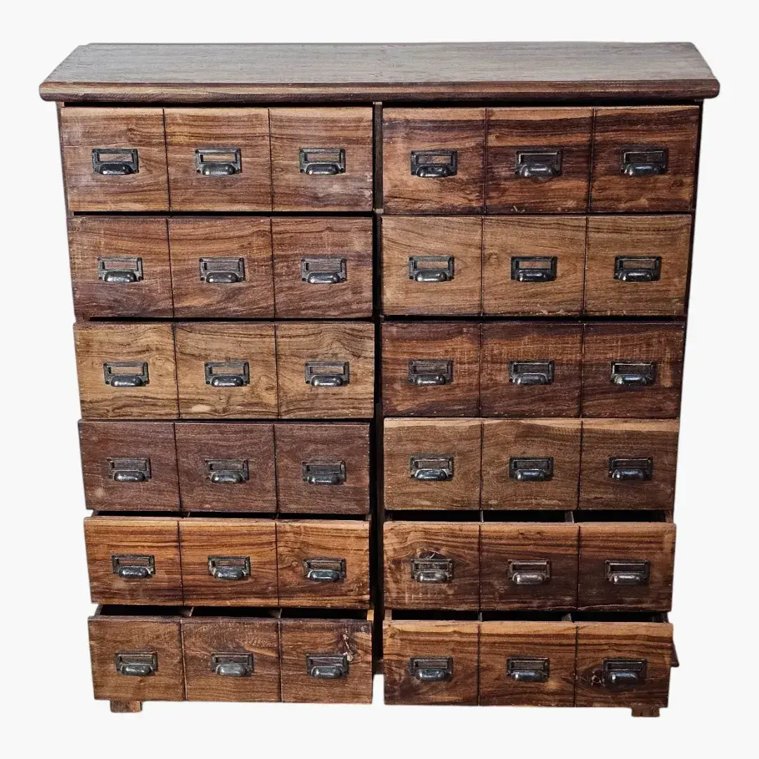 The City Loft Wide Chest: Rustic Solid Wood 12-Drawer