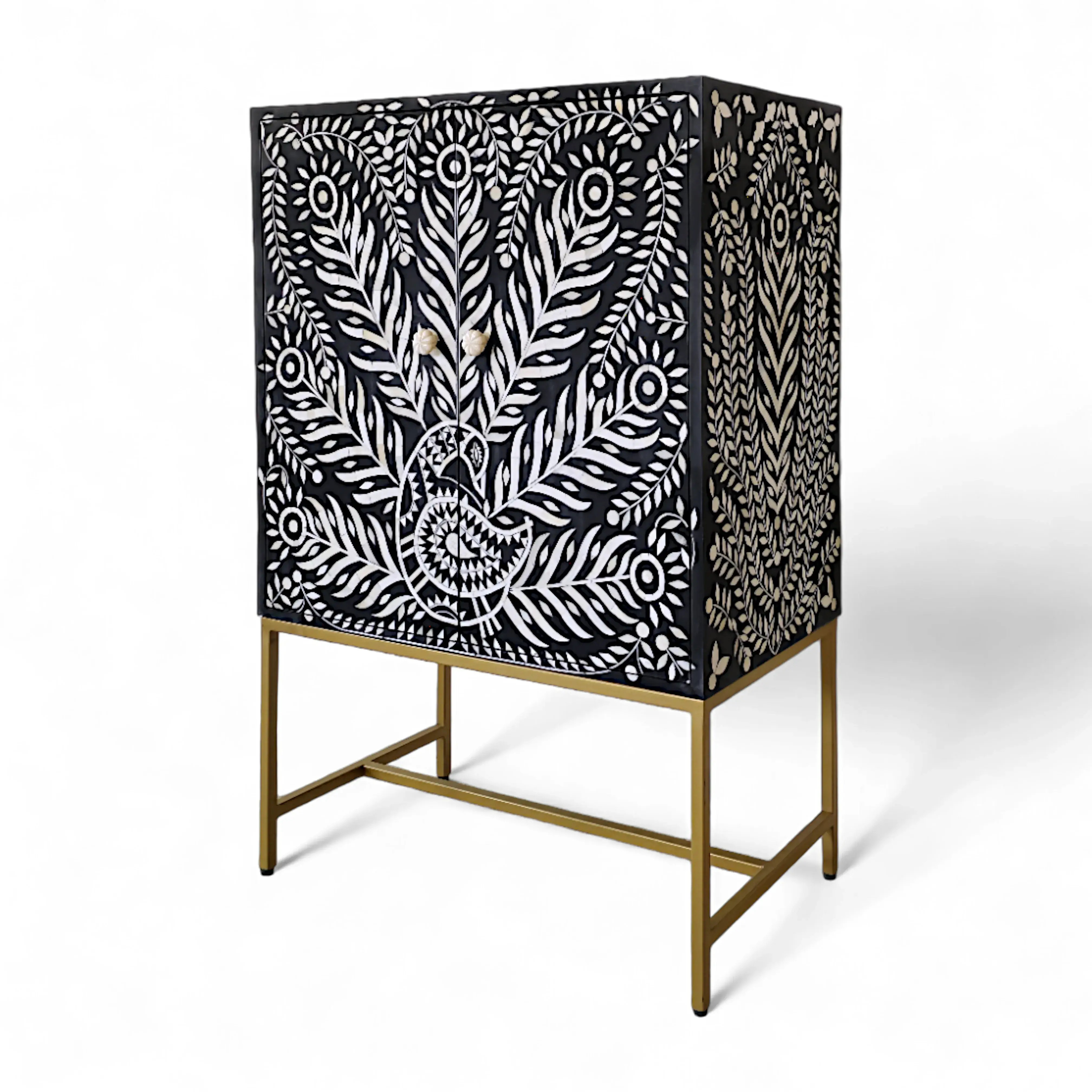 Regal Peacock Inlay Bar Cabinet
