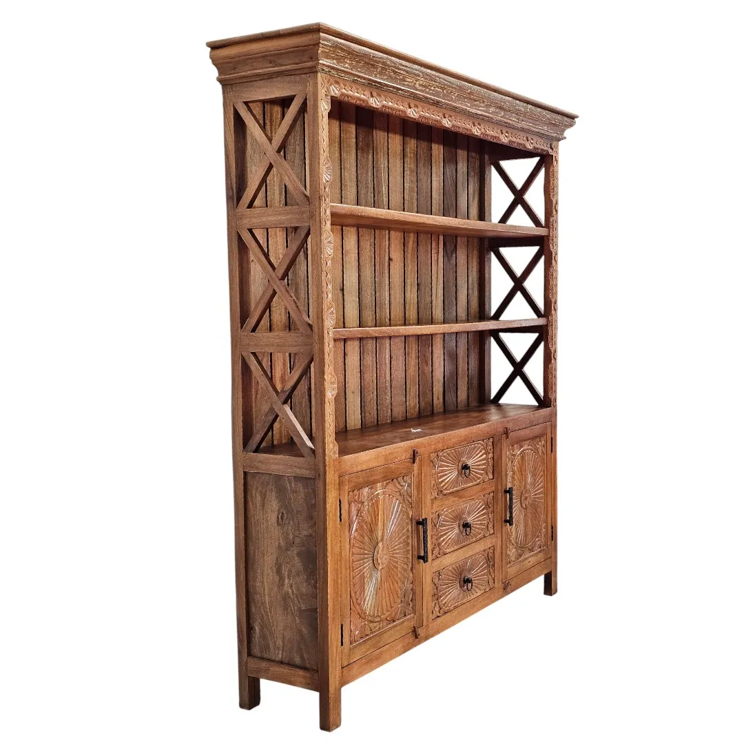Al-Amal Carved Wood Bookcase & Display Cabinet