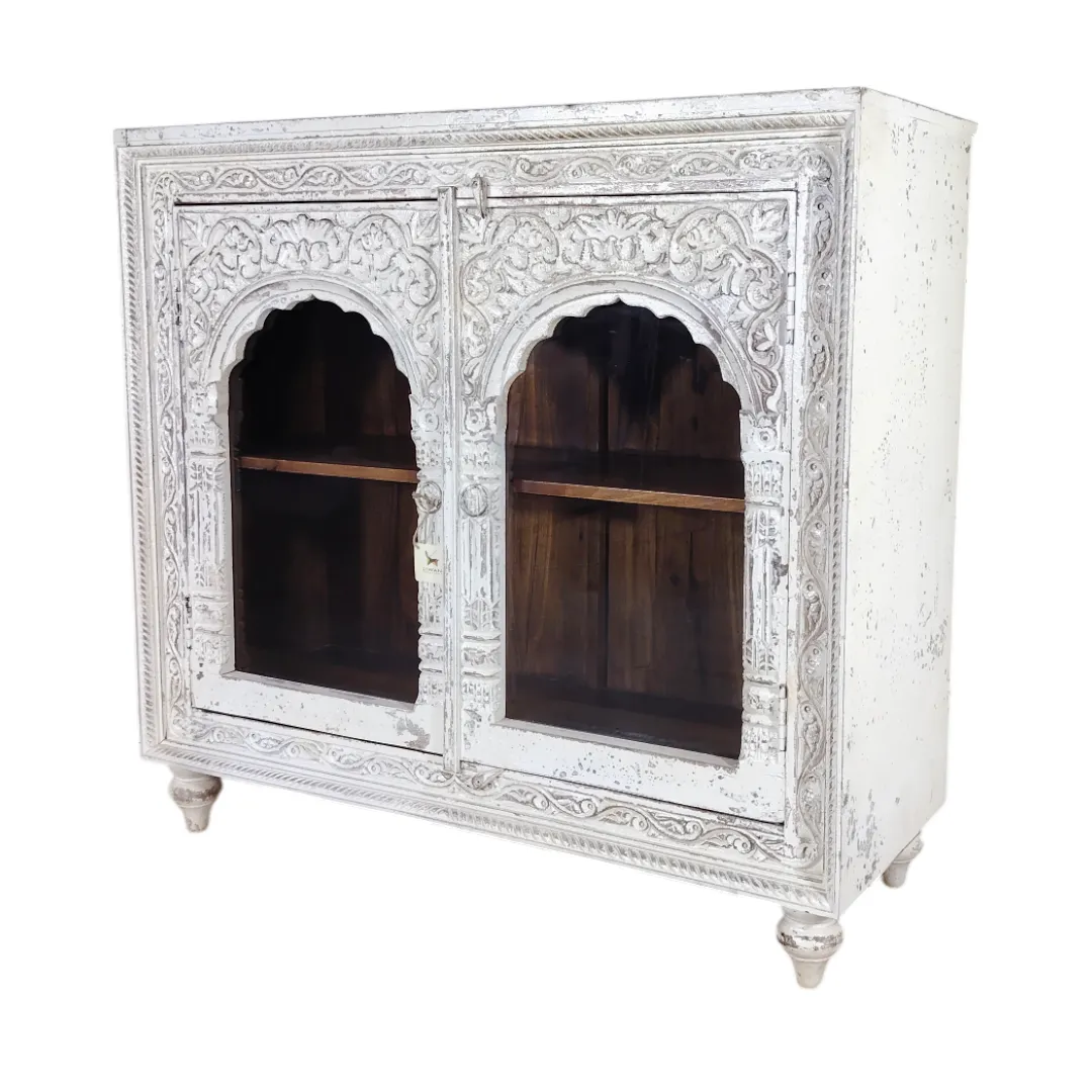 Artisan Carved Glass Display Cabinet