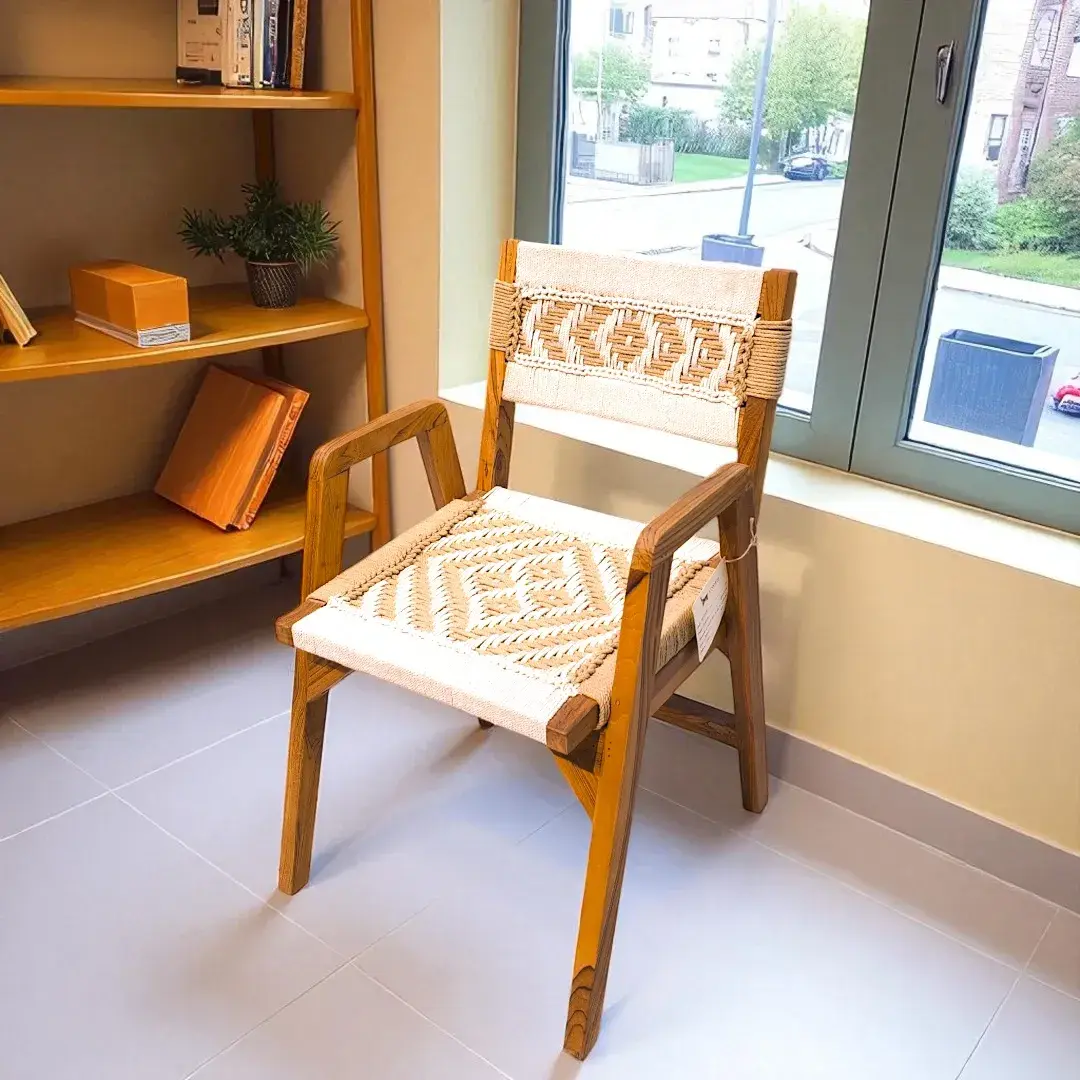 Artisanal Teak & Jute Armchair