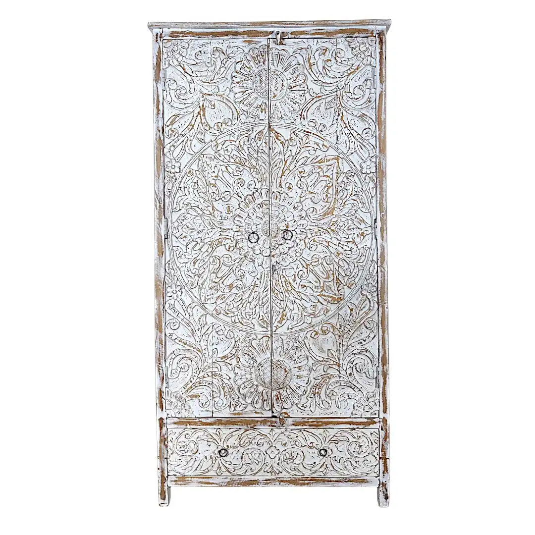 The Sacred Mandala Hand-Carved Armoire