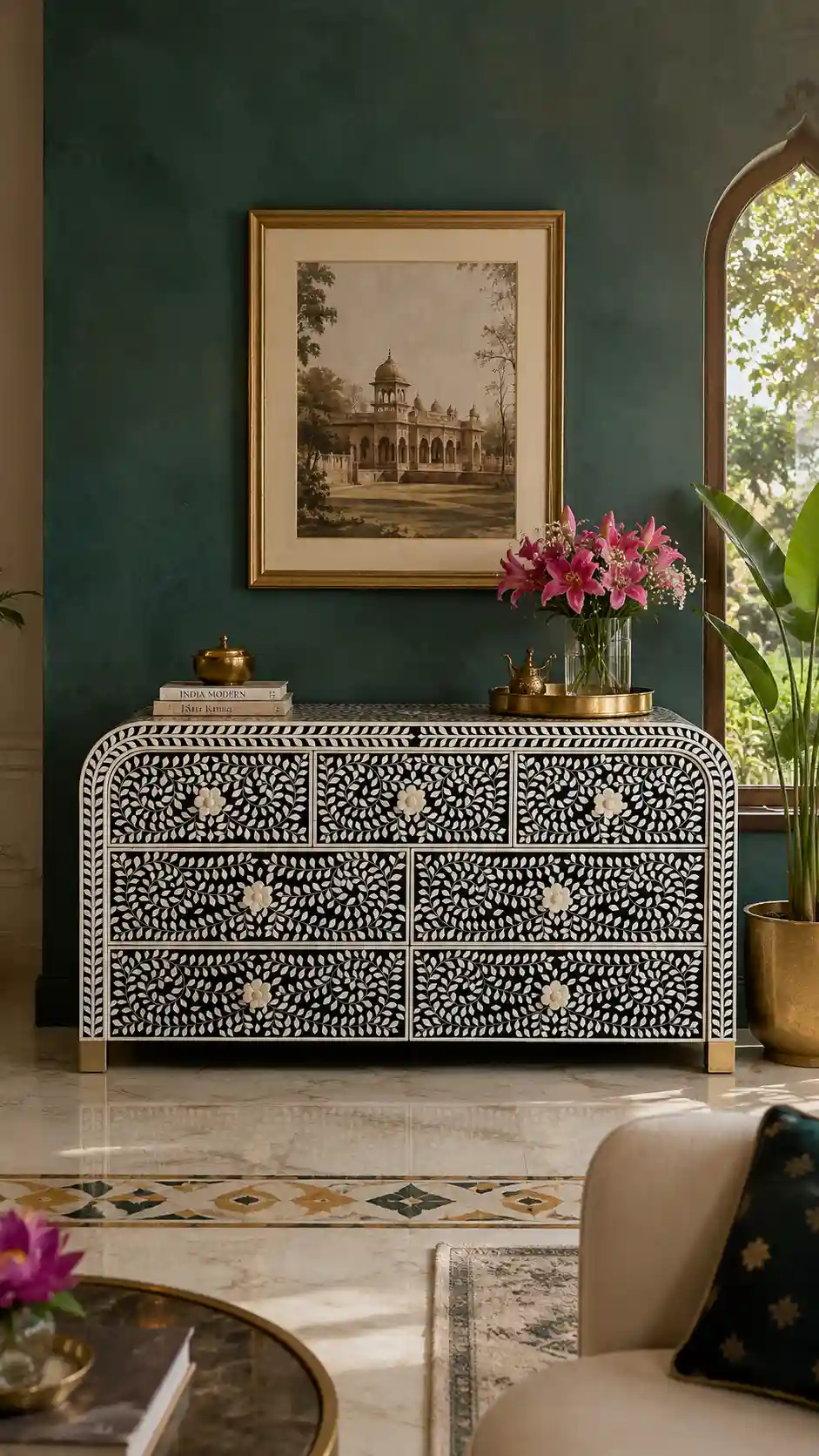 Amani Botanical Bone Inlay 7-Drawer Chest