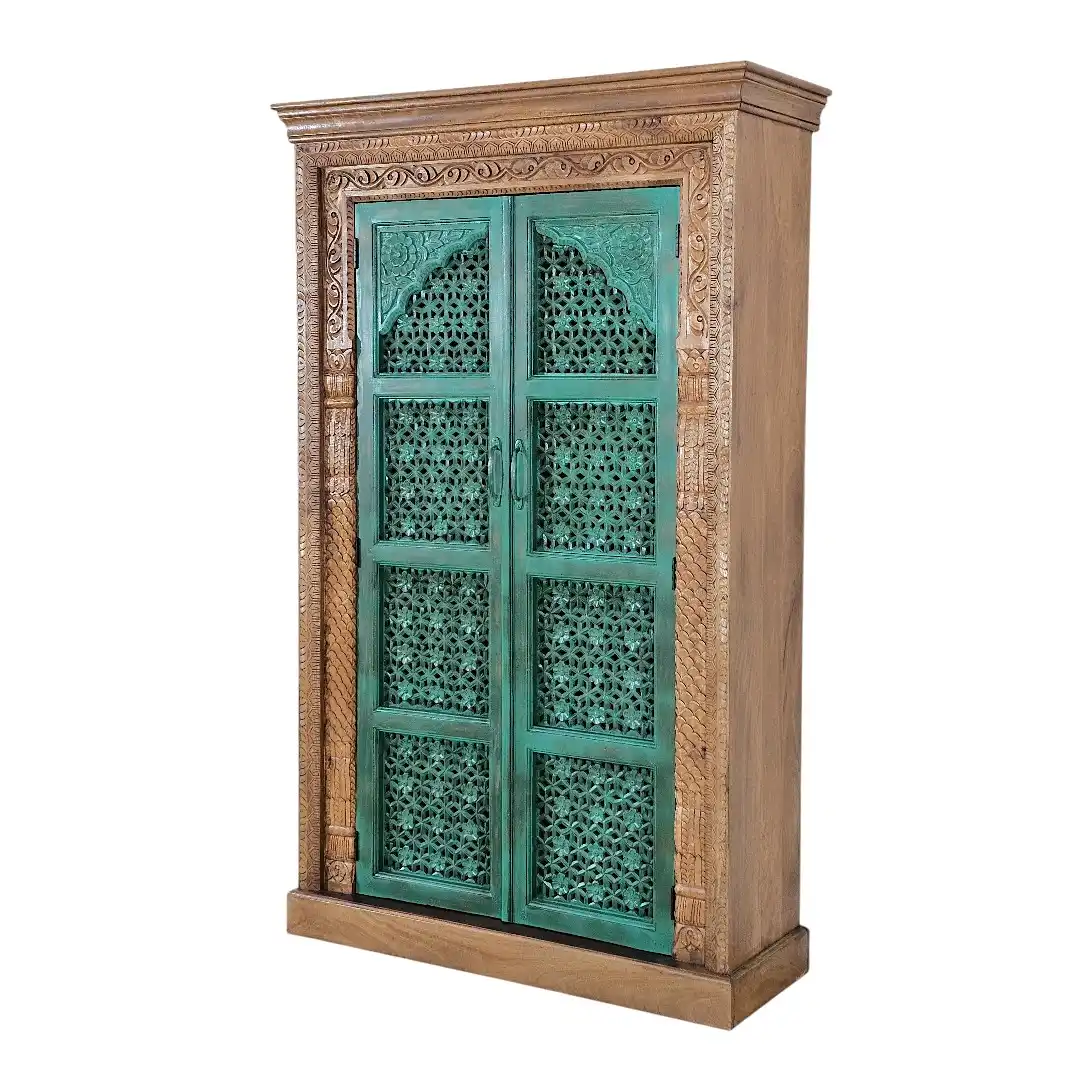 Varanasi Hand-Carved Latticework Armoire