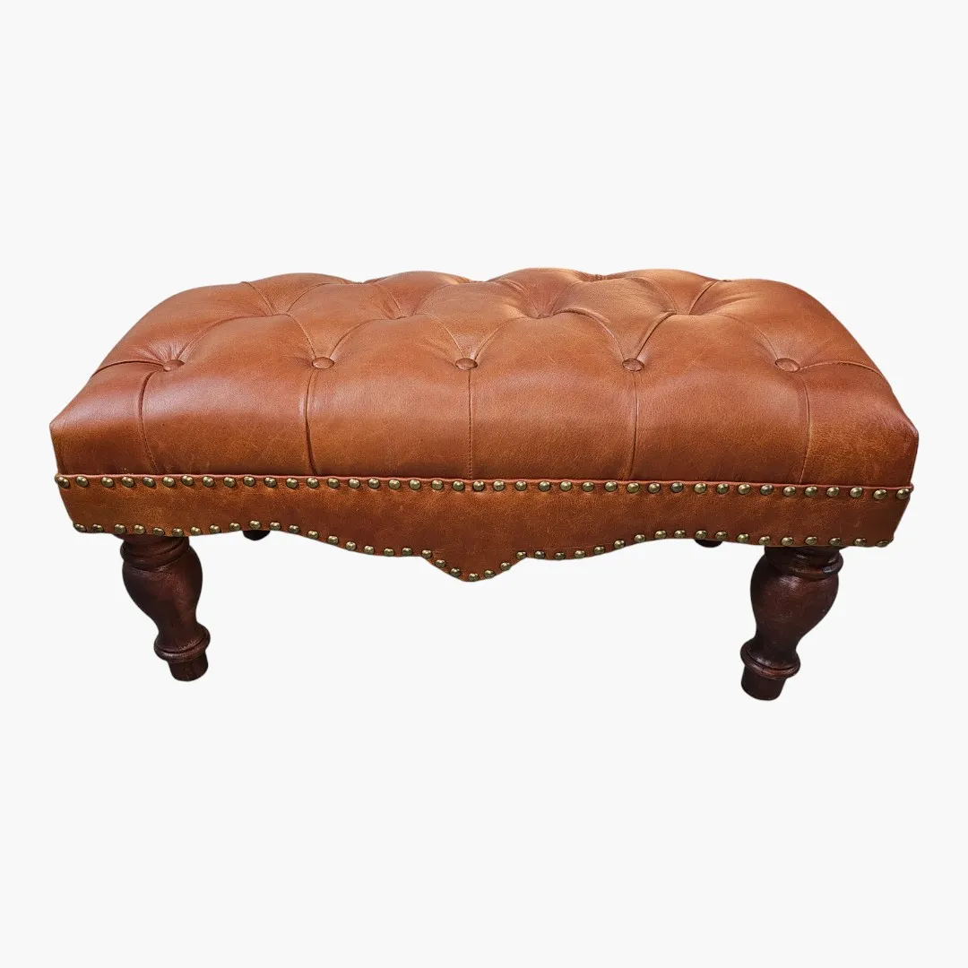 Bench El Khadra The Green/Warm Bench, Natural Leather and Deep Buttons