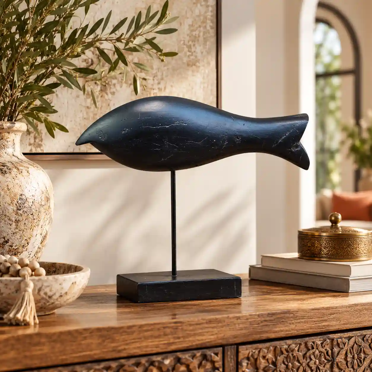 Piscis-Modernus Sculptural Wood Artifact