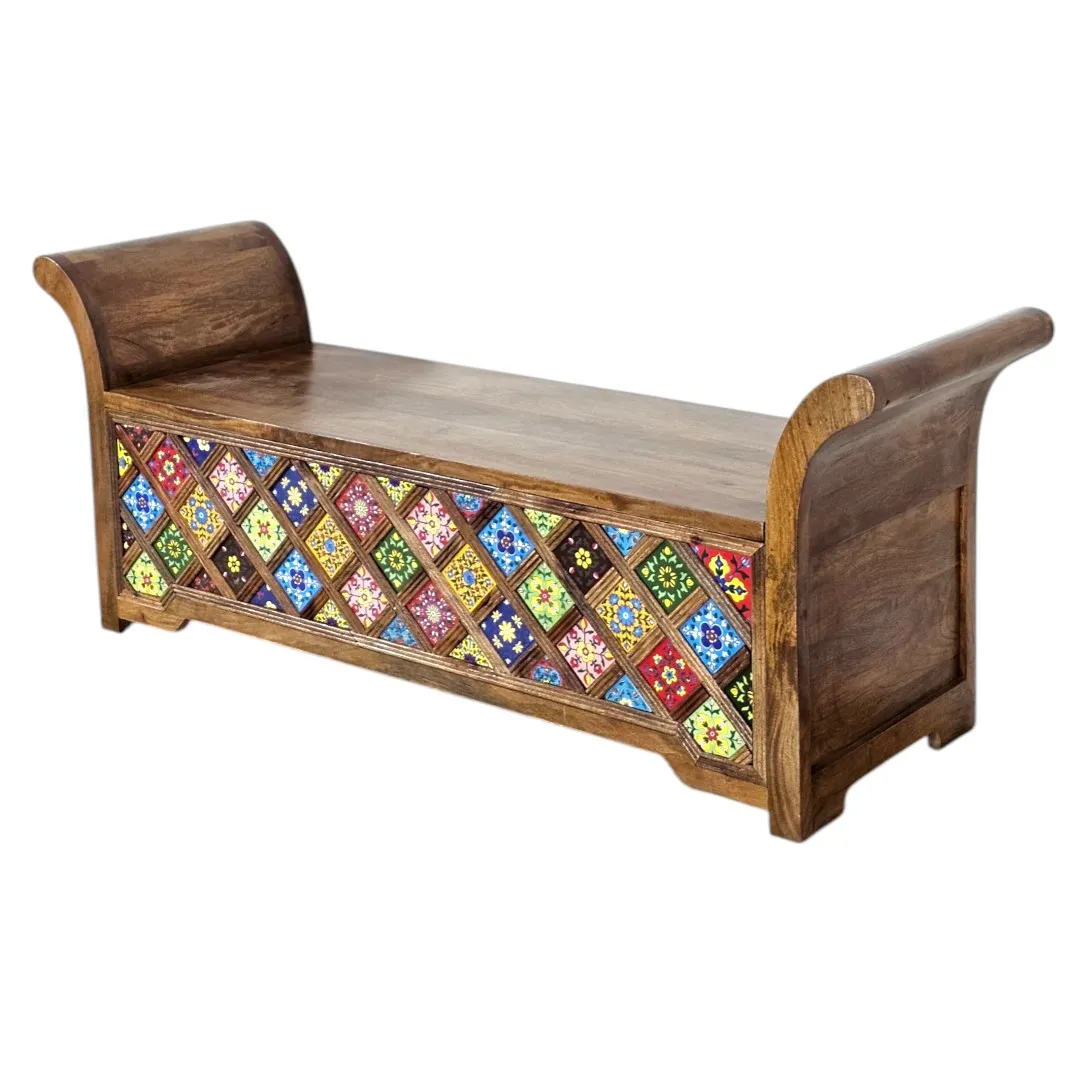 Qasr Al-Atlas Mango Wood & Azulejo Trunk (Malle d'Orient)