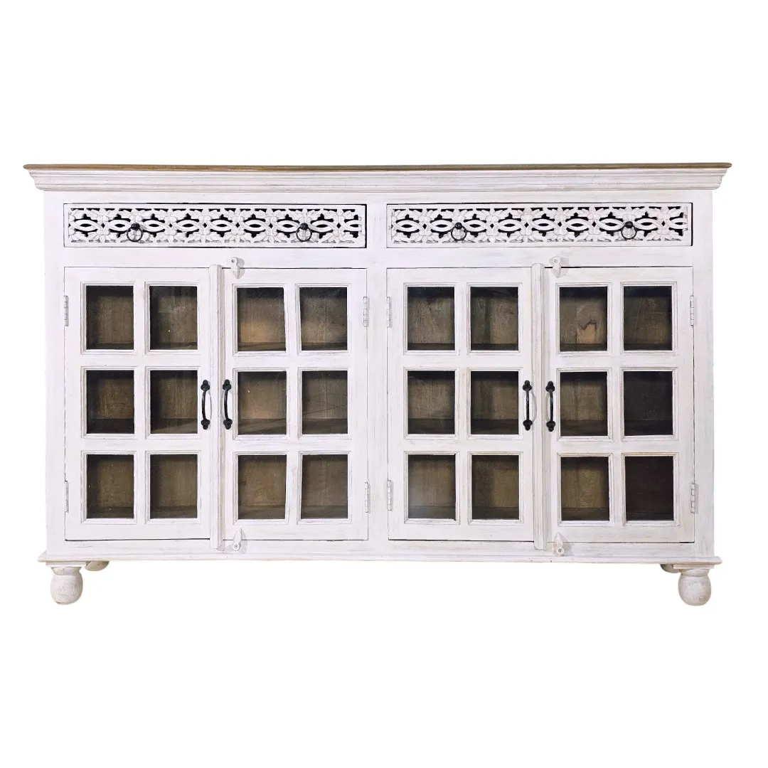 خزانة مودرن - Heritage Floral Glass Sideboard