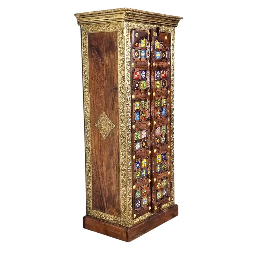Al-Zahra Indian Rosewood & Brass Embossed Tallboy