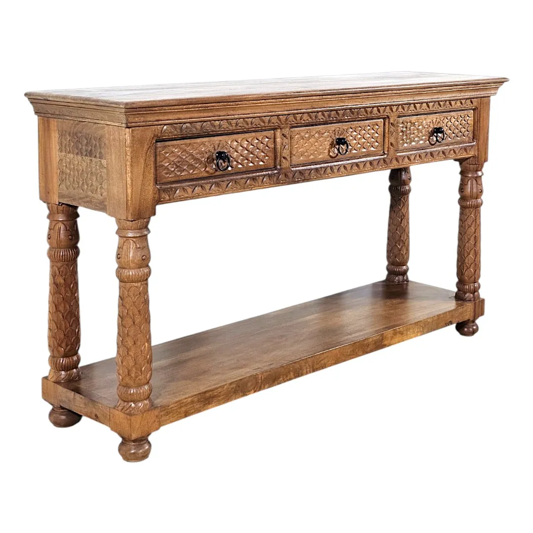 Al-Amir Hand-Carved Mango Wood Majlis Console